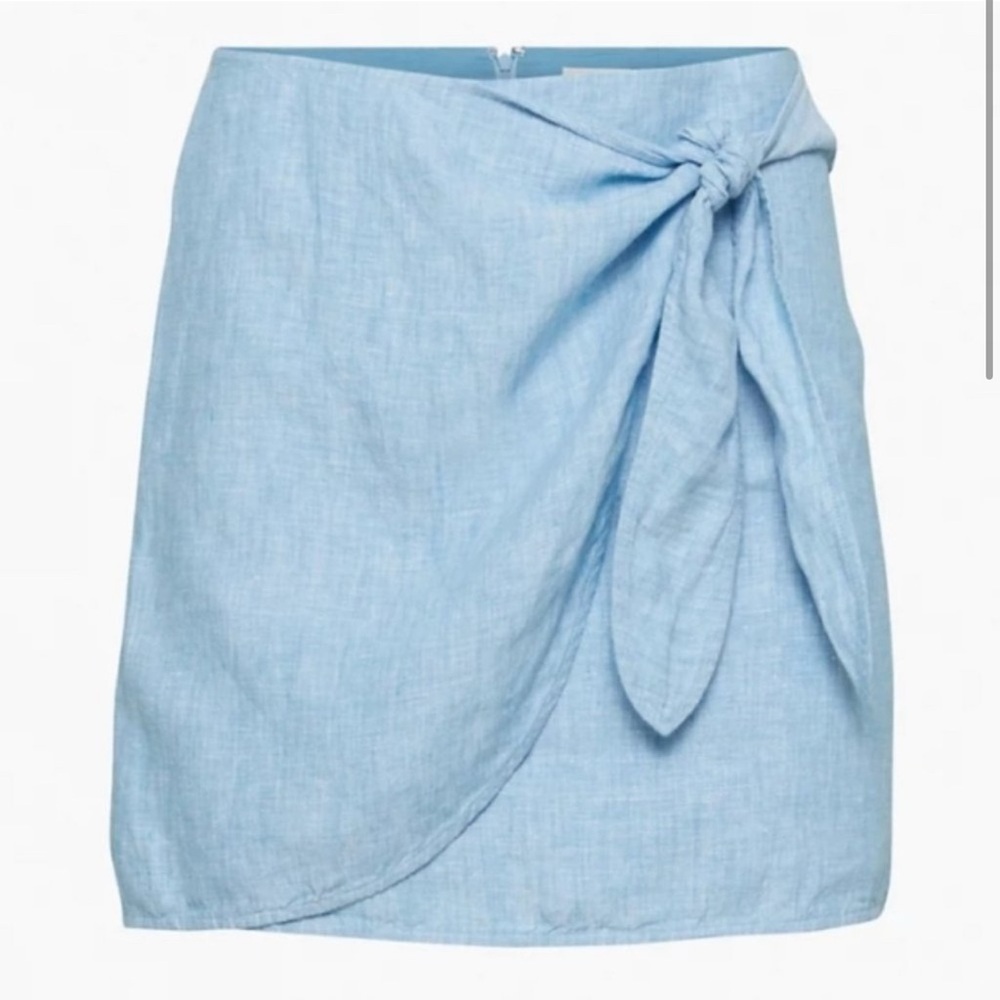 Aritzia Linen Light Blue Wrap Skirt